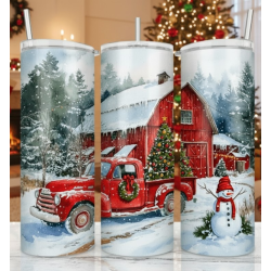 20oz Christmas Tumbler | Double Wall Insulated Skinny Cup w/ Straw