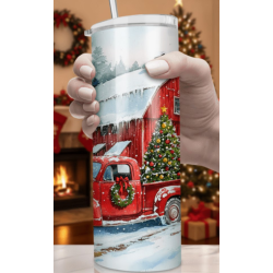 20oz Christmas Tumbler | Double Wall Insulated Skinny Cup w/ Straw