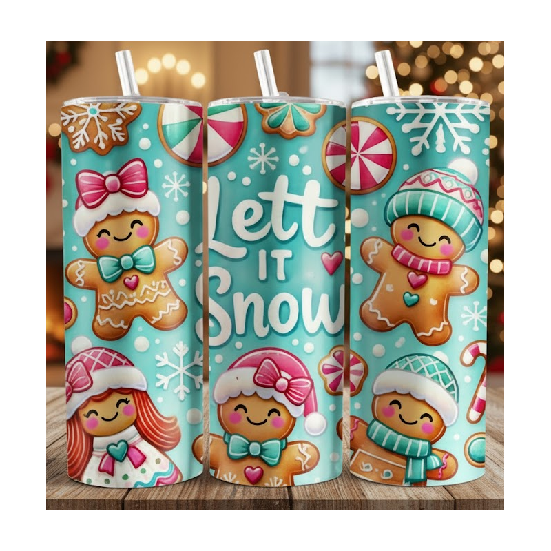 20oz Christmas Tumbler | Double Wall Insulated Skinny Cup w/ Straw