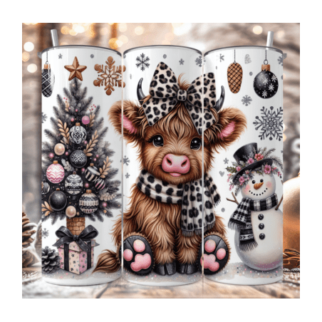 20oz Christmas Tumbler | Double Wall Insulated Skinny Cup w/ Straw