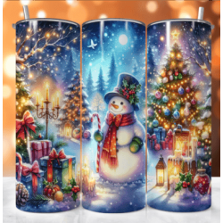 20oz Christmas Tumbler | Double Wall Insulated Skinny Cup w/ Straw