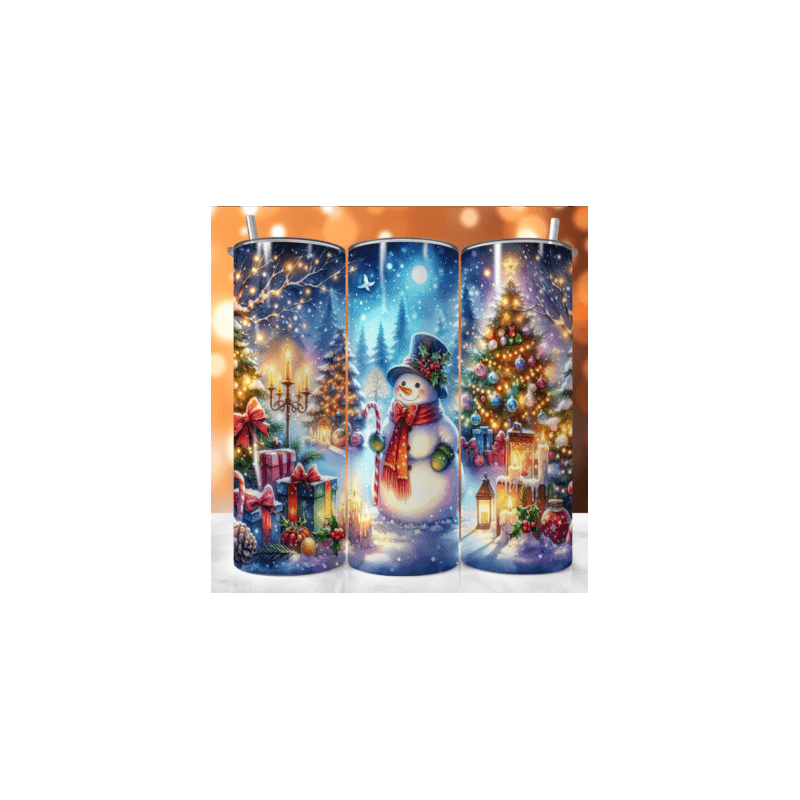 20oz Christmas Tumbler | Double Wall Insulated Skinny Cup w/ Straw