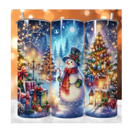 20oz Christmas Tumbler | Double Wall Insulated Skinny Cup w/ Straw