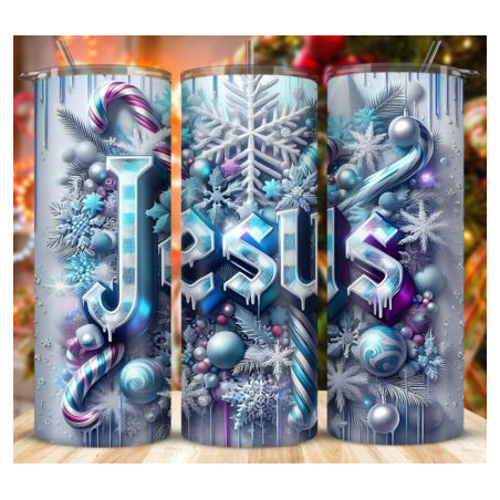 20oz Christmas Tumbler | Double Wall Insulated Skinny Cup w/ Straw