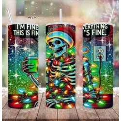 20oz Christmas Tumbler | Double Wall Insulated Skinny Cup w/ Straw
