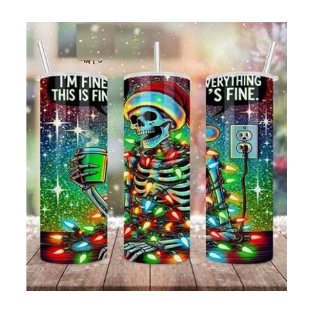 20oz Christmas Tumbler | Double Wall Insulated Skinny Cup w/ Straw