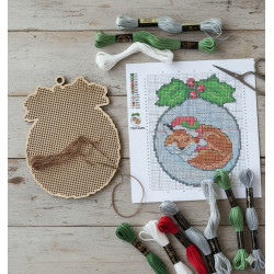 Snuggle Fox Laser-Cut Wood Cross-Stitch Kit - 14 Colors