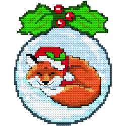 Snuggle Fox Laser-Cut Wood Cross-Stitch Kit - 14 Colors