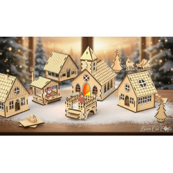 North Pole Village 3mm MDF Craft Kit - Laser Cut Christmas