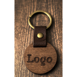 Walnut & Leather Laser Engraved Keyrings – Round or Rectangular