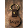 Walnut & Leather Laser Engraved Keyrings – Round or Rectangular