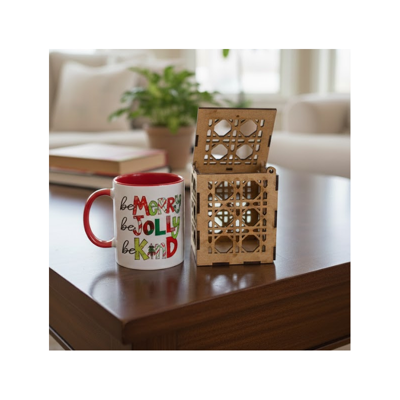 Artisan Laser-Cut MDF Mug Gift Box | 3 Designs | Keepsake