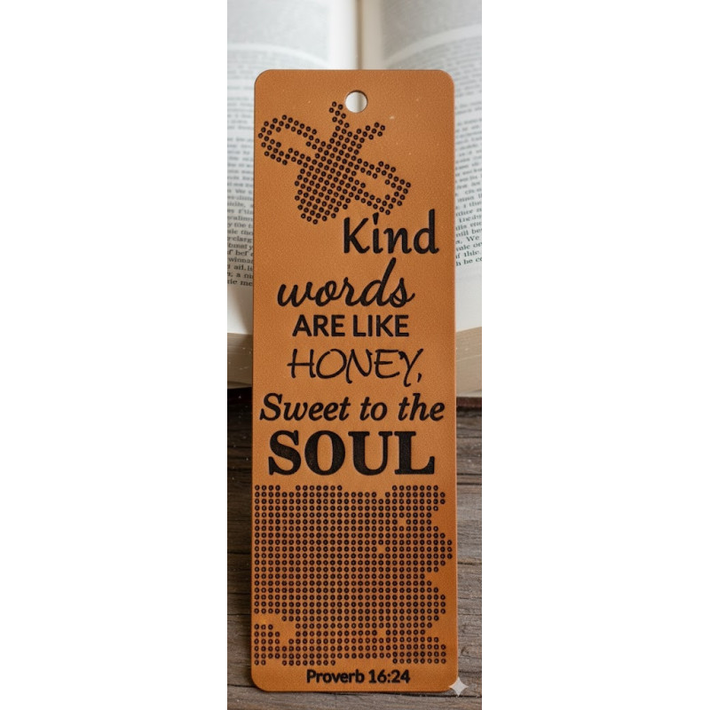 DIY Leather Cross-Stitch Bookmark Kit - Veg-Tan Laser Cut | Proverbs 16:24