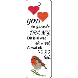 Handcrafted Veg Tan Leather Cross Stitch Bookmark Kit – God se Genade