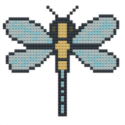 Wooden Dragonfly Cross Stitch Keyring Kit | Beginner Friendly Craft