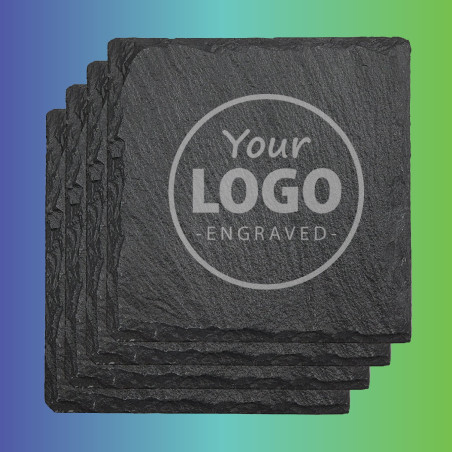 Custom Engraved Slate Coaster Set (Pack of 4) | Gift Box Included