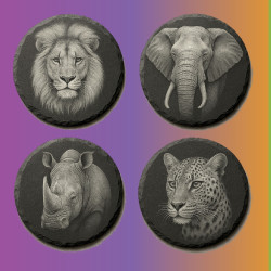 Custom Engraved Slate Coaster Set (Pack of 4) | Gift Box Included