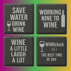 Custom Engraved Slate Coaster Set (Pack of 4) | Gift Box Included