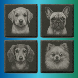Custom Engraved Slate Coaster Set (Pack of 4) | Gift Box Included