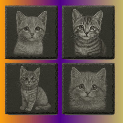 Custom Engraved Slate Coaster Set (Pack of 4) | Gift Box Included