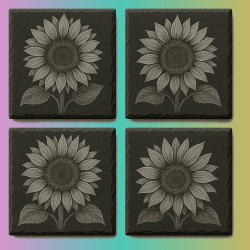 Custom Engraved Slate Coaster Set (Pack of 4) | Gift Box Included