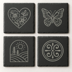 Custom Engraved Slate Coaster Set (Pack of 4) | Gift Box Included