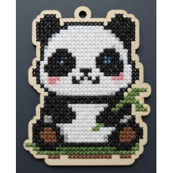 Wooden Panda Cross Stitch Keyring Kit | Beginner Friendly Craft