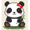 Wooden Panda with bow Cross Stitch Keyring Kit | Beginner Friendly Craft