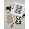 Wooden Panda with bow Cross Stitch Keyring Kit | Beginner Friendly Craft