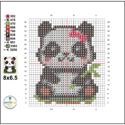 Wooden Panda with bow Cross Stitch Keyring Kit | Beginner Friendly Craft
