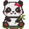 Wooden Panda with bow Cross Stitch Keyring Kit | Beginner Friendly Craft