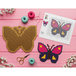 Wooden Butterfly  Cross Stitch Keyring Kit | Beginner Friendly Crafts