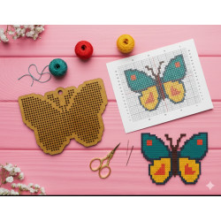 Wooden Butterfly  Cross Stitch Keyring Kit | Beginner Friendly Crafts