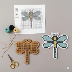 Wooden Dragonfly Cross Stitch Keyring Kit | Beginner Friendly Craft