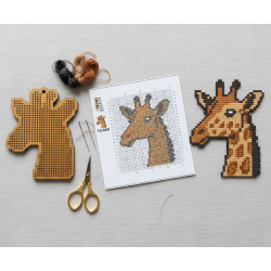 Wooden Giraffe Cross Stitch Keyring Kit | Beginner Friendly Craft