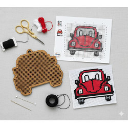 Wooden VW Car Cross Stitch Keyring Kit | Beginner Friendly Craft
