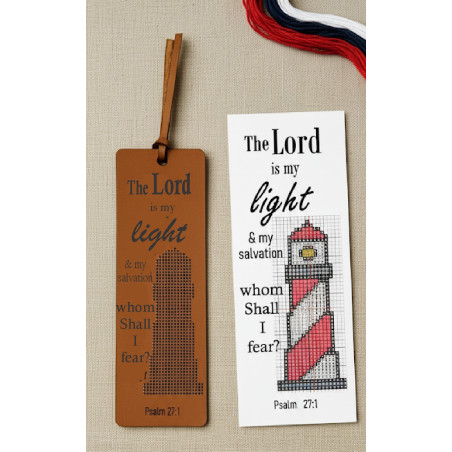 Veg Tan Leather Cross Stitch Bookmark Kit – Lighthouse Design | DIY Craft