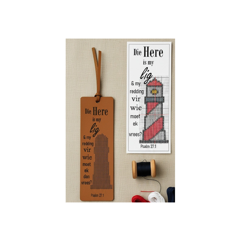 Veg Tan Leather Cross Stitch Bookmark Kit – Lighthouse Design | DIY Craft