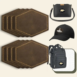 Laser Engravable Leather Patches | Black & Brown with Metallic Shine