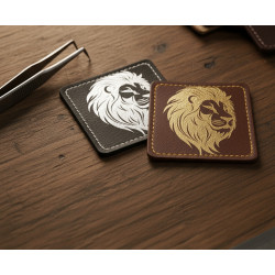 Laser Engravable Leather Patches | Black & Brown with Metallic Shine