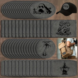 Laser Engravable Leather Patches | Matte Brown & Grey – 4 Shapes