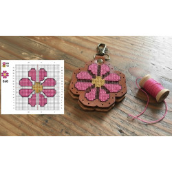 DIY Leather Cross Stitch Keyring Kit – Flower Design | Handmade Veg Tan Leather Craft Kit