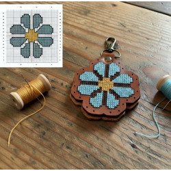 DIY Leather Cross Stitch Keyring Kit – Flower Design | Handmade Veg Tan Leather Craft Kit