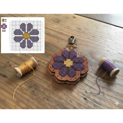 DIY Leather Cross Stitch Keyring Kit – Flower Design | Handmade Veg Tan Leather Craft Kit