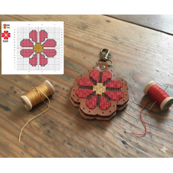 DIY Leather Cross Stitch Keyring Kit – Flower Design | Handmade Veg Tan Leather Craft Kit