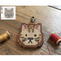 DIY Leather Cross Stitch Keyring Kit – Cat Design | Handmade Veg Tan Leather Craft Kit