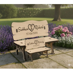 Personalized Engraved Wooden Keepsake Bench | Wedding, Memorial, Gift