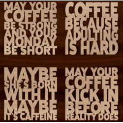 Coffee Laser-Cut Wooden Coasters - Set of 4 | Unique Home Gift