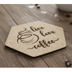 Hexagon Coffee Coasters (Set of 6) | Laser Engraved MDF Wood