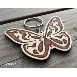 Wooden Butterfly Keyring - Laser Engraved Nature Charm